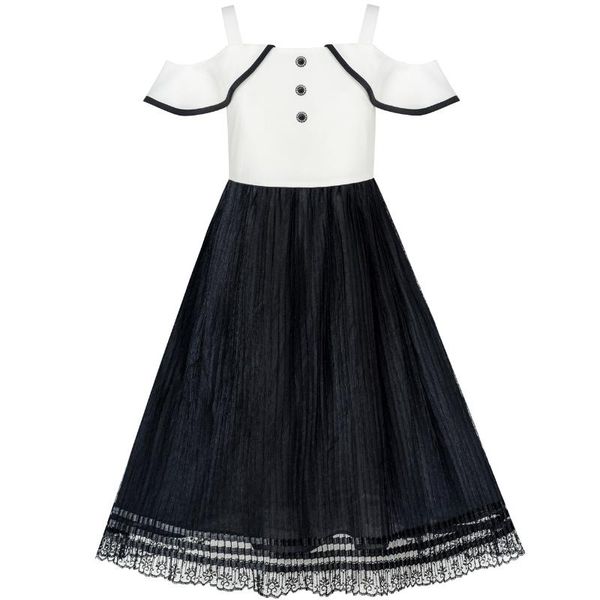 

girl's dresses girls dress white and black chiffon lace cold shoulder 2021 summer princess wedding party size 6-12 carnival vestidos, Red;yellow