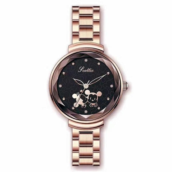 

wristwatches watches women luxury creative mouse quartz wristwatch waterproof steel wrist watch simple elegant female clock ladie, Slivery;brown