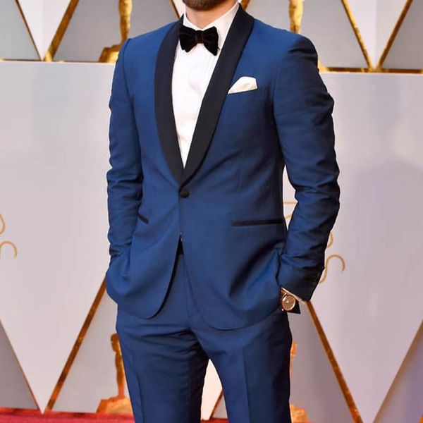 

men's suits & blazers two piece blue wedding groom men tuxedo suit 2021 black shawl lapel custom made evening party mens smoking jacket, White;black