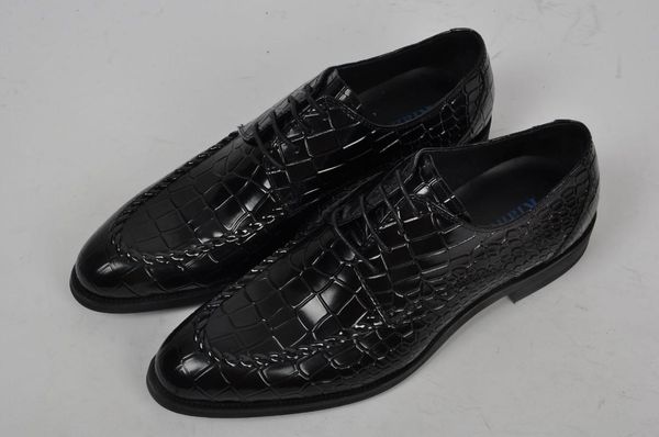 

dress shoes men's leather business patent cowhide wedding chaussure homme, Black