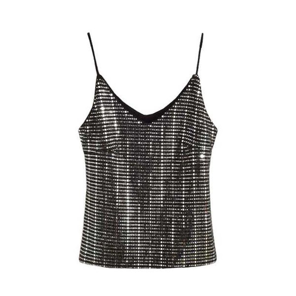 

perhaps u women sequined camis sleeveless white black club party b0298 210529