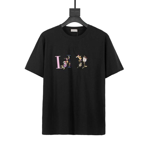 

duyou 2021ss new t-shirts men's and women's t shirts colorful embroidery flower short sleeves tee brand clothing xs- fzw81594, White;black