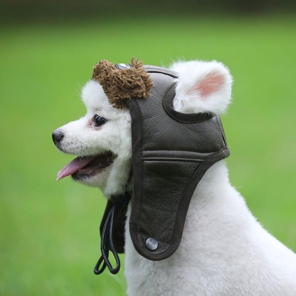 

dog apparel warm pilot hat leather cap pet caps for dogs hats pets products funny cosplay halloween chihuahua