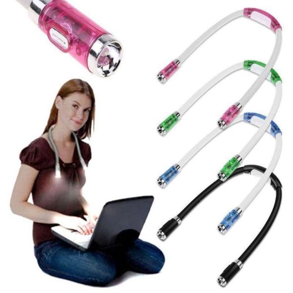 

book lights flexible neck hug light 4led reading lamps portable silicone outdoor camping night soft home