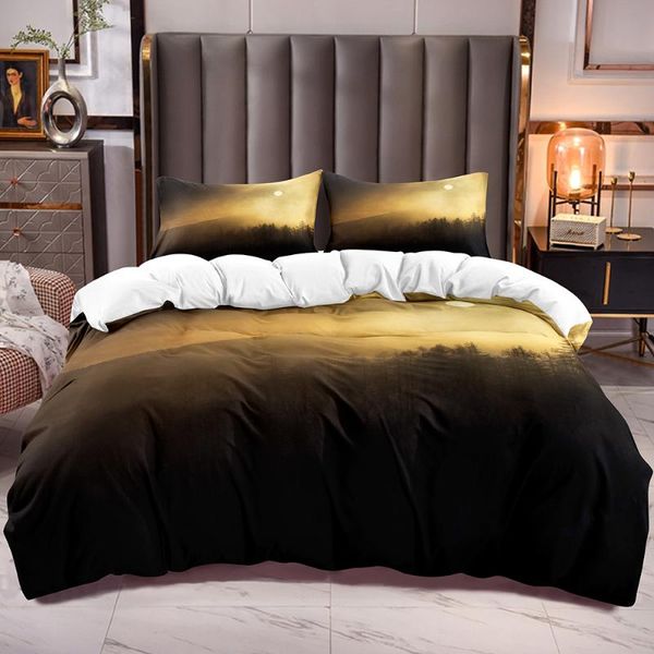 

bedding sets comforter cover with morning mist forest 3d pattern for kids teens duvet white reverse microfiber soft