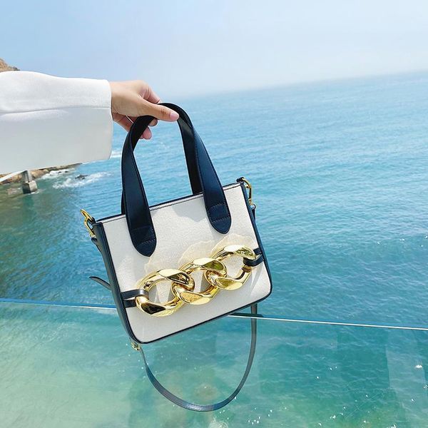 

evening bags golden chain bucket for women designer shoulder bag casual canvas handbag and purse crossbody fashion tote