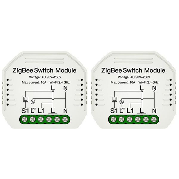 

smart home control tuya zigbee 3.0 light switch module life wireless remote control, work with alexa google for voice 2pcs