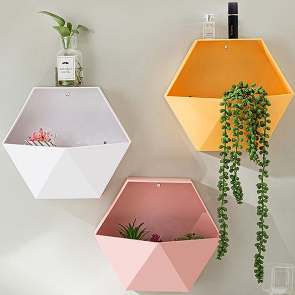 

other home decor plastic geometric wall hanging shelf decoration flower pot storage shelves bedroom wall-mounted box