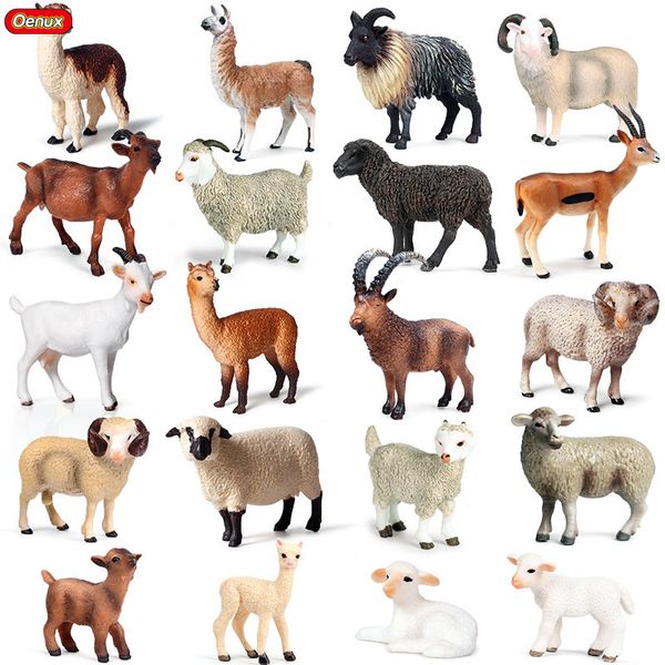 

oenux farm animals simulation alpaca lamb sheep goat model action figure figurines pvc miniature educational cute toy for kid c0220