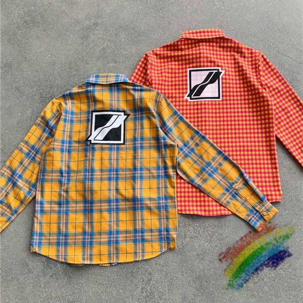 

men's casual shirts vintage color plaid we11done shirt men women 1:1 quality heavy fabric tees welldone, White;black