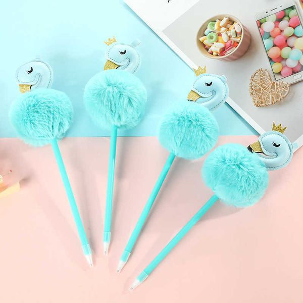 

pen korean version cute cartoon flamingo ball point girl heart creative plush shell student craft