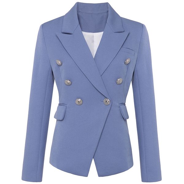 

high street new fashion 2021 stylish jacket women's sier lion buttons double breasted blazer outer wear 71r9, White;black