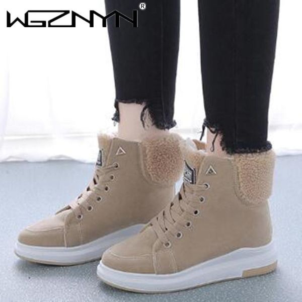 

boots women shoes fashion botas mujer 2021 winter warm ankle short female footwear lace up flat platform casual ladies, Black