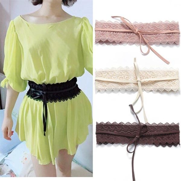 

belts self tie waistband for women fashion black white wide corset hollow flower belt female wedding dress waist band, Black;brown