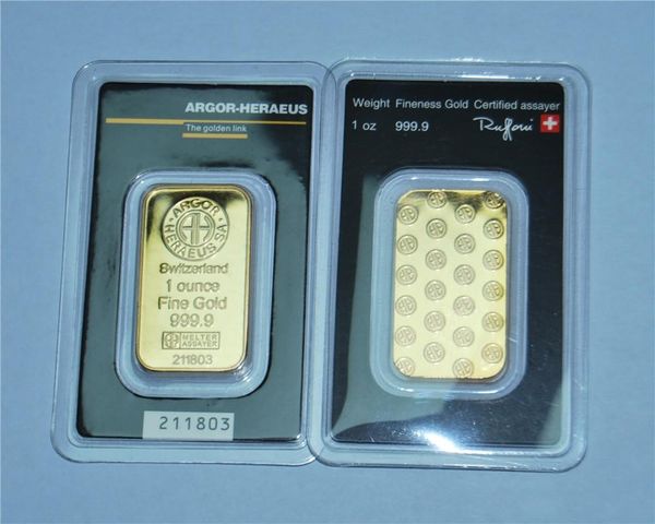 

gift 1oz switzerland argor-heraeus gold bar 24k gold-plated non-magnetic independent serial number business gift collection cx gold bullion