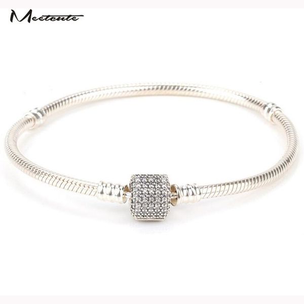 

meetcute classic silver plated copper bracelet cylindrical buckle full cubic zirconia button diy bracelets & bangles for women, Black
