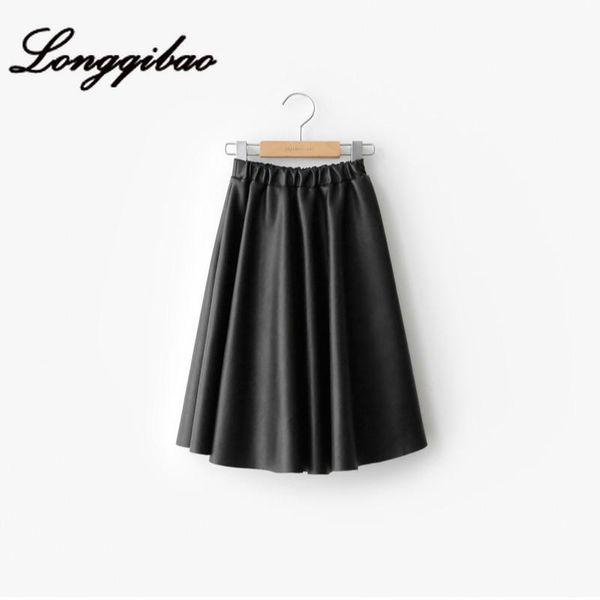 

skirts korean girls long pu leather skirt big umbrella 2021 autumn and winter high waist large children's