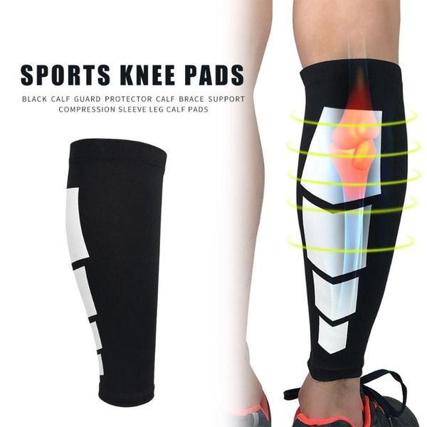 

new fashion calf sleeve not easy to fall off elastic compression calf brace support basketball football outdoor sleeve, Black;gray