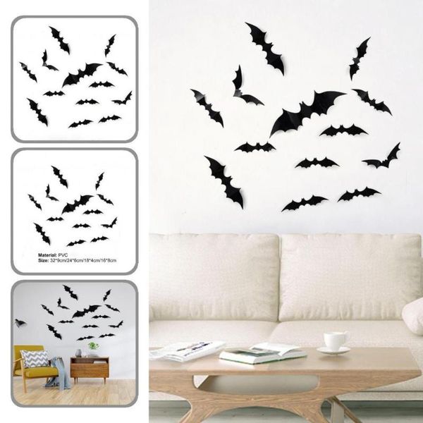 

party hats add atmospheres eco-friendly self-adhesive halloween 3d bats decal for home