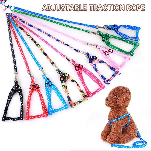 

dog collars & leashes vest harness for chihuahua pug small medium dogs cats polyester walking lead leash set printed