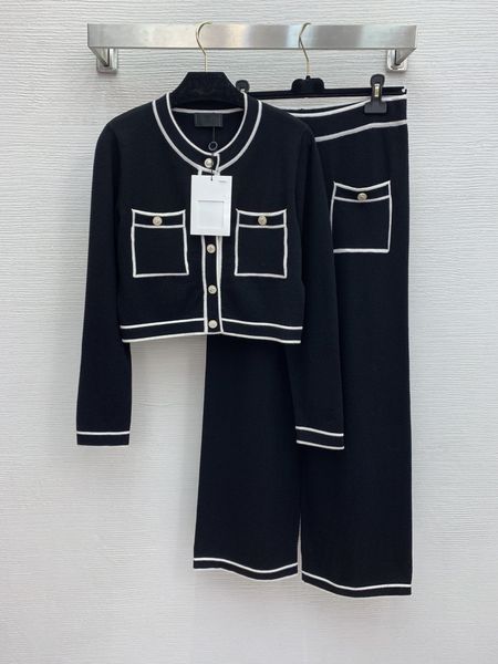 

luxury women's two piece pants 2021 autumn o neck long sleeve coats brand same style designer pants 0903-20, White