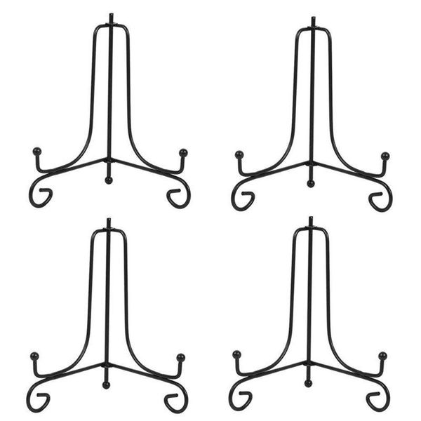 

frames (4 pack) 6 inch iron display stand, black easel plate po holder displays picture frames, cookbooks, decor