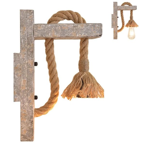 

wall lamp e27 american style pastoral rope vintage wooden lamp(without bulb) x6hc