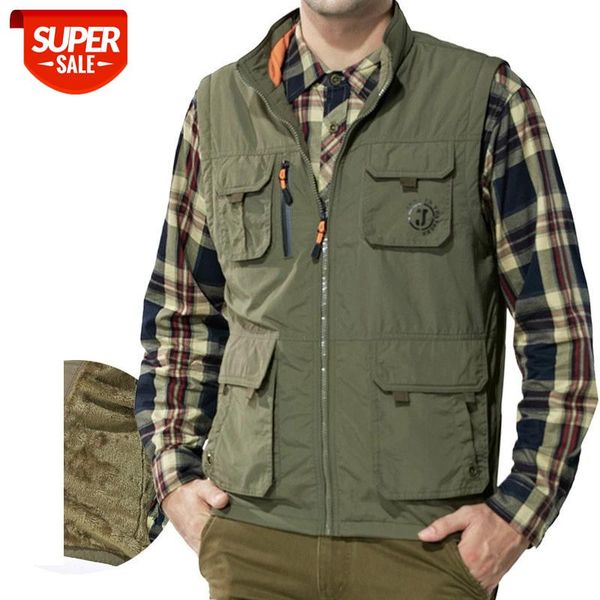 

winter warm fleece vest men brand outdoors travels esporte vest plus size 6xl pgrapher vests multi pockets jacket #rr9h, Black;white
