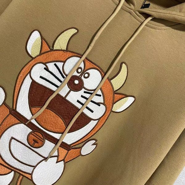 

early spring 2021 new hand-held embroidery technology jingdang cat pattern hooded age reducing clothes women's quality1645, Black