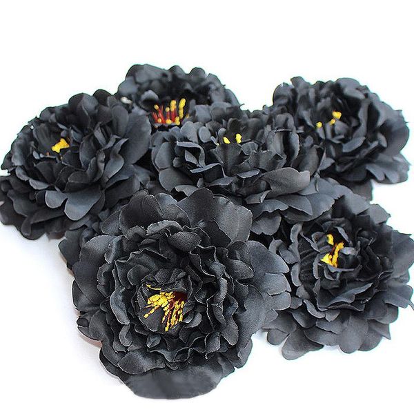 

artificial black rose head simulation silk peony home wedding party halloween decoration diy wreath flower arrangement gift 10pc