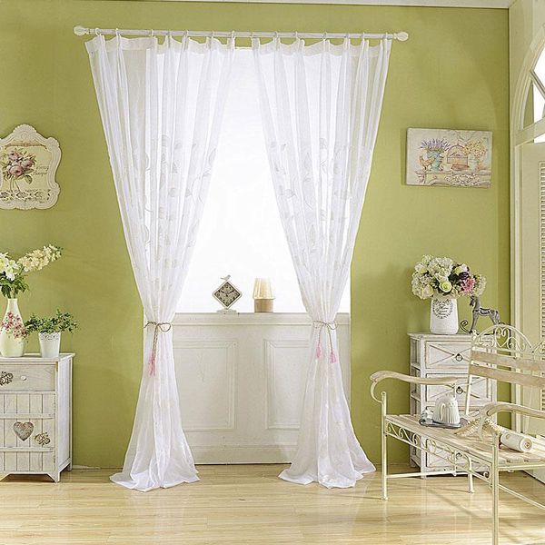 

curtain & drapes european luxury pure gauze living room leaf embroidery tulle curtains ready-made bedroom balcony can be customized