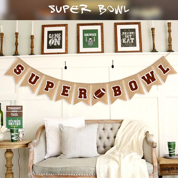 American Super Bowl Football Schwalbenschwanz Flagge Thema Foto Requisiten Victory Party Feier Bankett Dekorationen Leinen Material XG0227