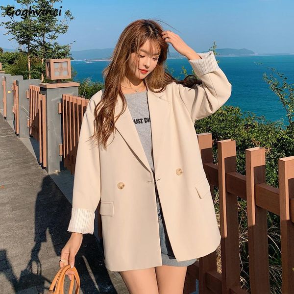 

women's suits & blazers solid women loose all-match outwear spring autumn casual long sleeve elegant ladies office clothing korean des, White;black