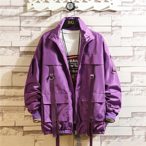 

2021 new hip hop streetwear casual jacket spring fall outerwear ribbons and jackets for men's clothing cho8, Black;brown