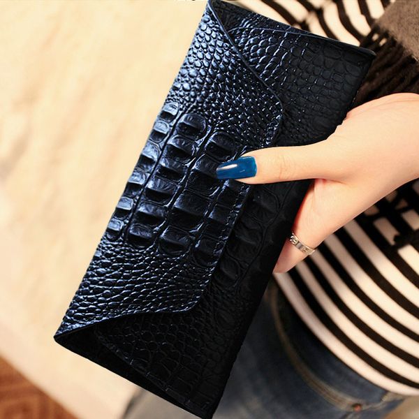 

crocodile ms. wallet long leather handbag korean version of cowhide large volume women's wholesale, Red;black
