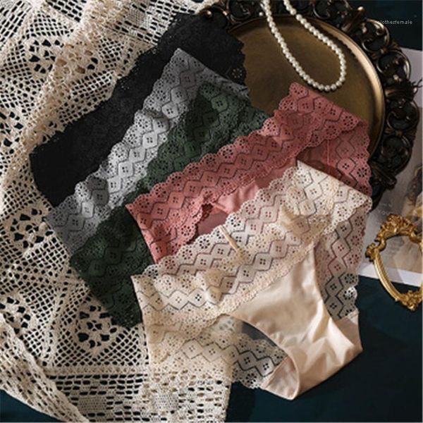 

female new middle waist comfortable briefs womens ice silk panties fashion trend hollow out erotic lingerie thong underwear, Black;pink