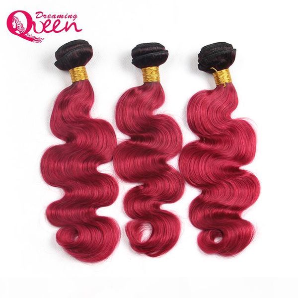 

#t1b burg ombre brazilian body wave human hair bundles brazilian virgin human hair extension 3 bundles ombre weave, Black