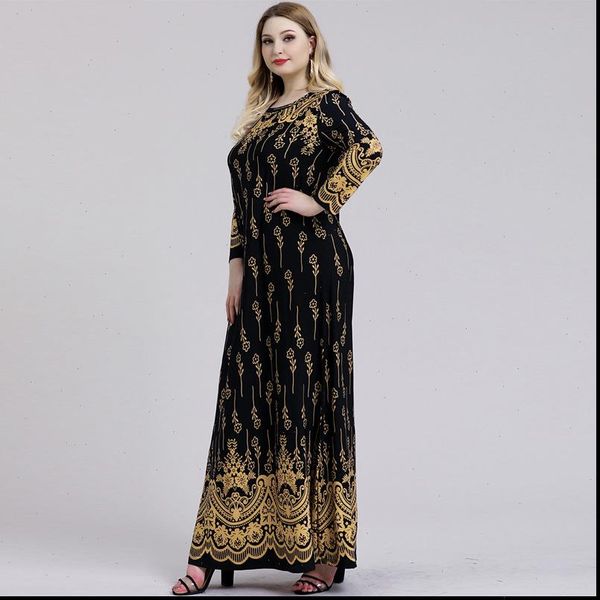 

plus size maxi dress women muslim x long sleeves o neck islamic clothes turkey arab modest wear loose causal dress 5xl 6xl, Black;gray