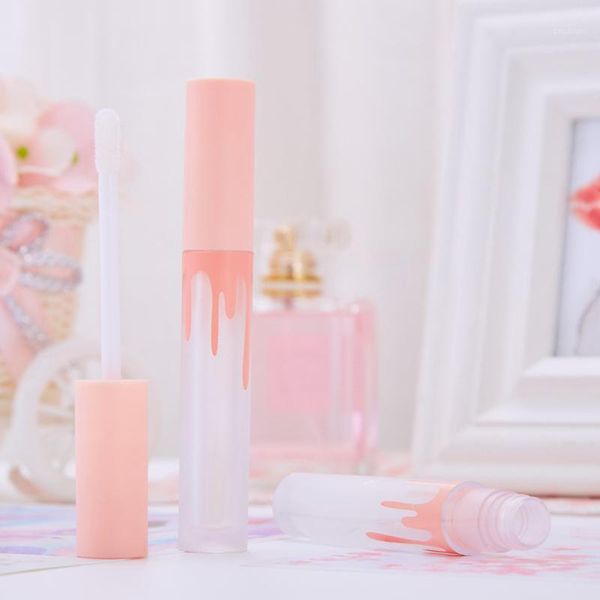 

storage bottles & jars 3ml frosted pink lip gloss tubes cosmetic concealer brush containers mini empty glaze packaging box lipgloss wand