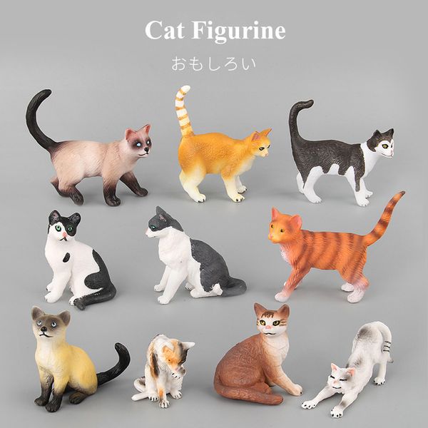 Симулятор Mini Cat Model Mode Model Plastic Miniature Figurine Home Украшения Дома для украшения Дома для дома Подарок для детей Игрушечная статуя C0220