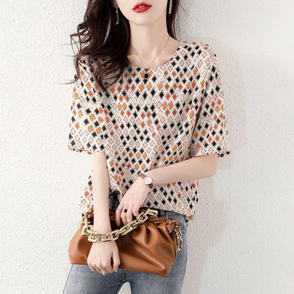 

women's blouses & shirts chiffon blouse summer 2021 temperament fashion casual loose korean suit t-shirt blusas para mujer, White