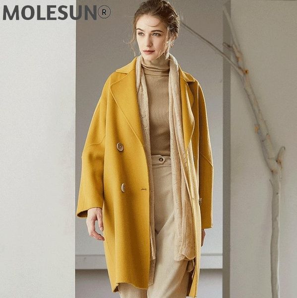 

women's wool & blends in 2021, 100%wool autumn/winter fashion woollen coat for women, medium length over the knee hepburn styl, Black