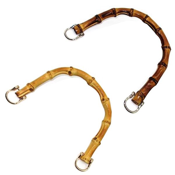 

bag parts & accessories 2 pcs 15x12cm natural bamboo handle replacement bag, hand-woven handbag chain light wood dark brown, Black
