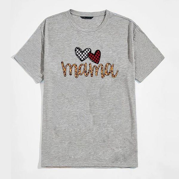 

mother's day womens leopard mom print t-shirt funny graphic plaid heart tee summer casual short sleeve mujer camisetas a40 women', White
