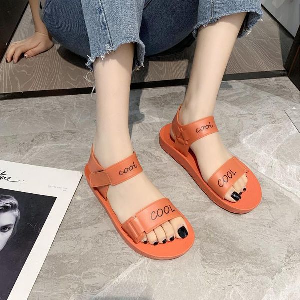 

sandals ladies summer open toe low soft sole roman casual shoes 2021, Black