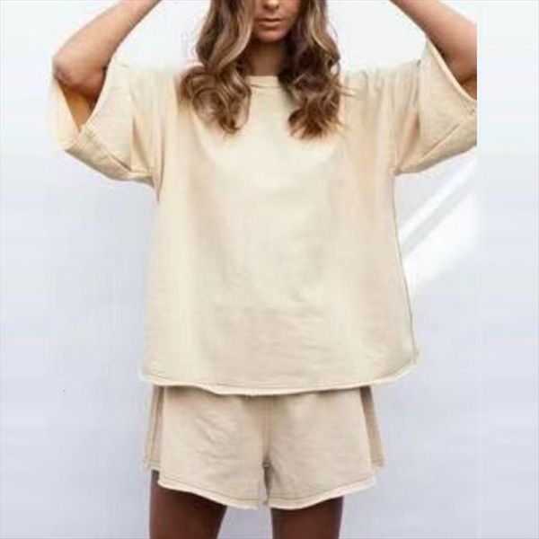 

round neck oversized womens tracksuits t shirt shorts sets drop shoulder 3 4 sleeve loose tracksuit suit ladies summer, Gray