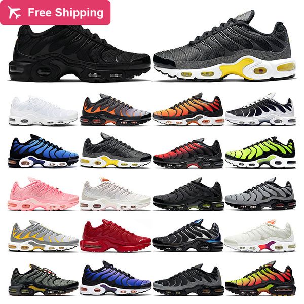 

5.5-13 tn plus running shoes mens womens triple black white pastel blue volt glow fresh perspective sunset sport sneaker outdoor fashion siz