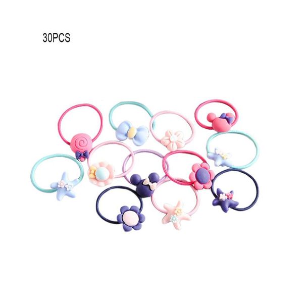 

30pcs children's cute small hair rubber band headrope tiara hair decoration rope ring cute baby korean female treasure, Slivery;white