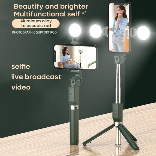 

selfie monopods bluetooth stick remote control with fill light ring tripod handphone holder camera self-timer artifact rod