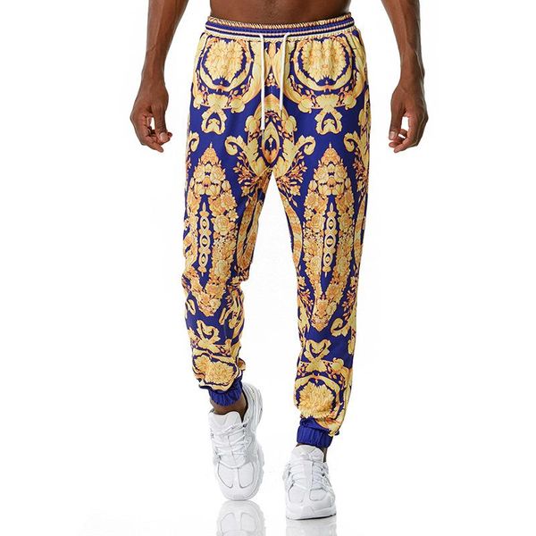 

men's pants sweatpants men 3d luxury royal floral print joggers sports trousers harajuku streetwear jogging trouser male, Black